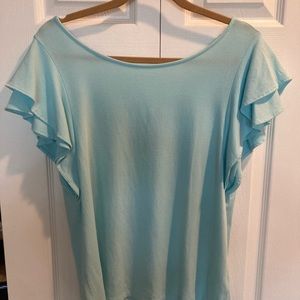 Lilly Pulitzer Flutter Sleeve Tee Shirt Blue Large